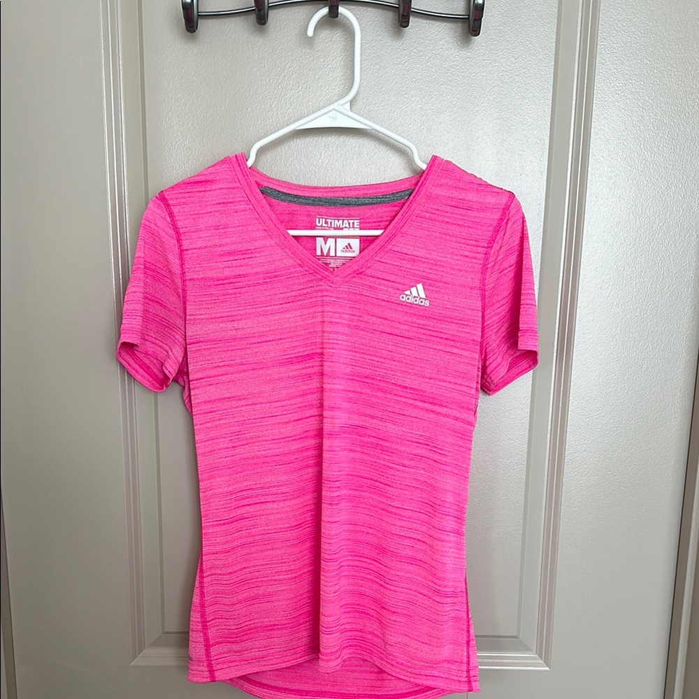 Adidas Bright Pink V-Neck Tee
